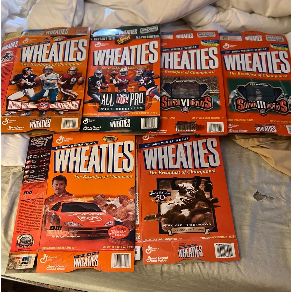 Wheaties collectible cereal boxes, Joe Namath, Staubach & more 6 total